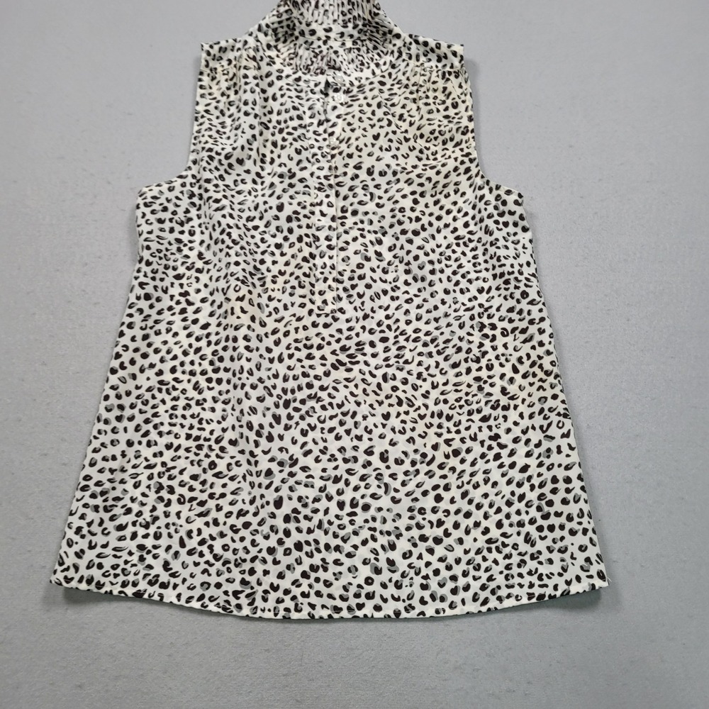J Crew Womens Leopard Print Sleeveless Ruffle Neck Blouse B7843 Size 2